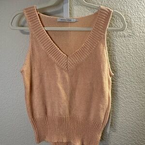 Stitches & Stripes Peach Knit V Neck‎ Sleeveless Sweater Top Size S